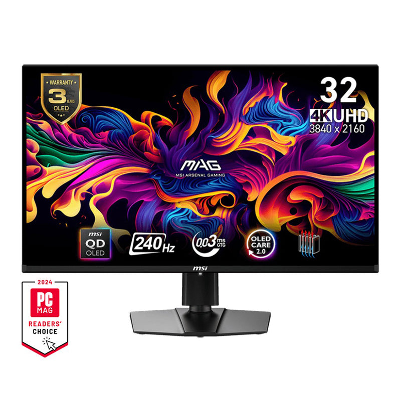 MSI MAG 321UPX 31.5" UHD (3840x2160) QD-OLED 240Hz 0.03Ms Flat Adaptive Sync Gaming Monitor (Black)