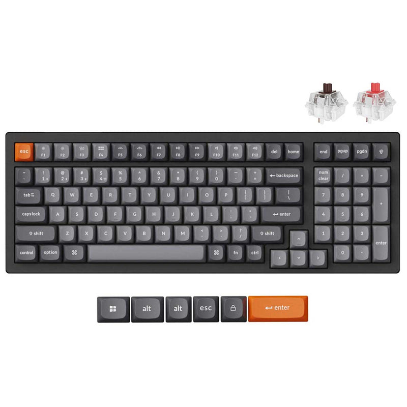 Keychron K4 Max QMK Fully Assembled White Backlight 96% Wireless Mechanical Keyboard - Black (Super Red Switch, Super Brown Switch) (K4M-A1, K4M-A3)