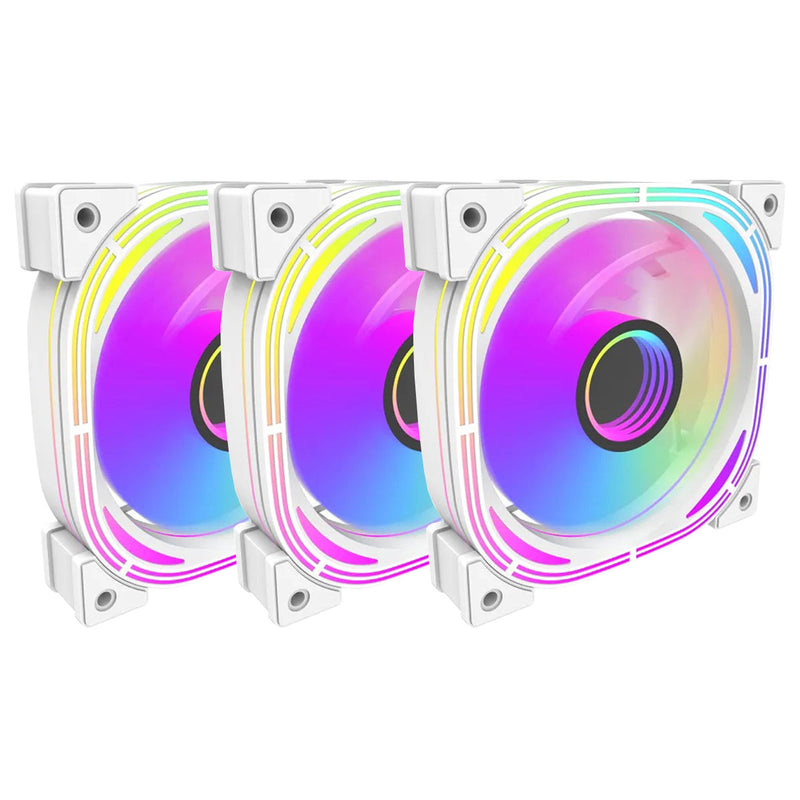 DarkFlash Infinity 24 120mm 6pin A-RGB Cooling Fan (3-In-1 Pack) (Black, White)