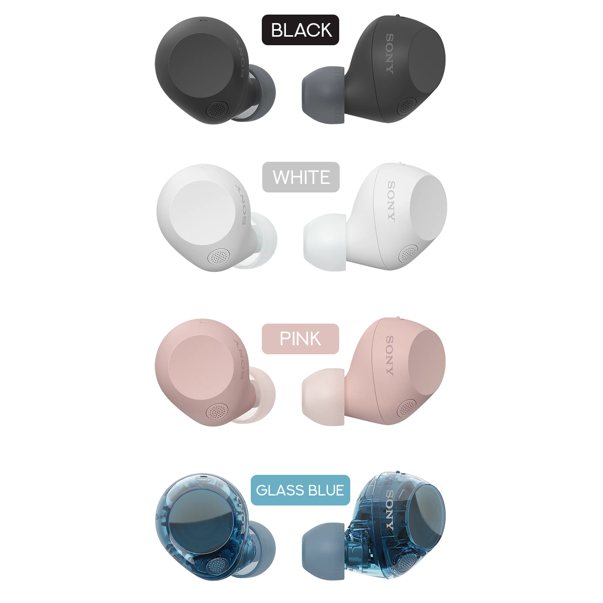 Sony WF-C710N Wireless Noise Cancelling Earbuds (Black, White, Pink, Glass Blue)