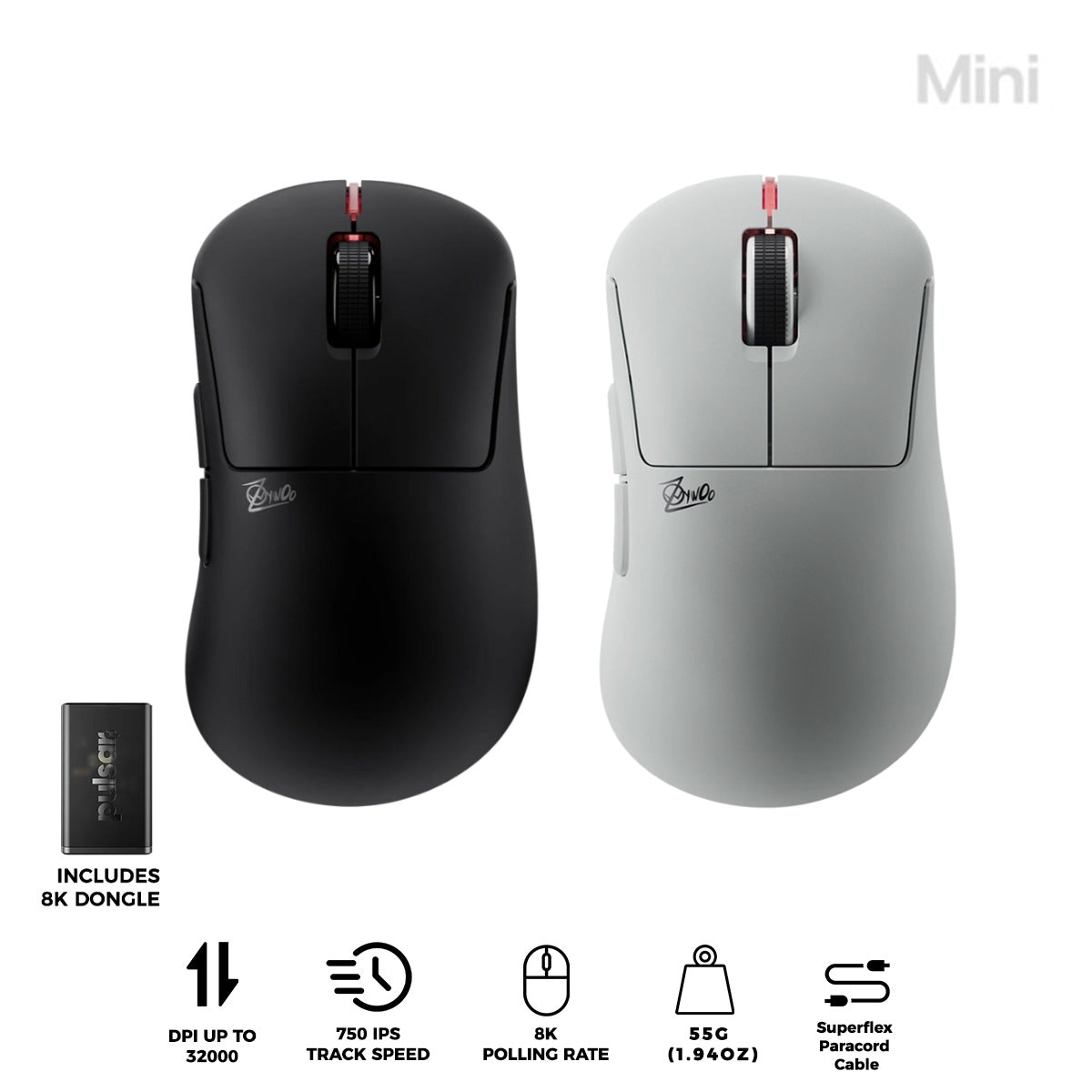 Pulsar ZywOo The Chosen Mouse eSports Gaming Mouse Mini (Black, White) (PZWX11, PZWX12)