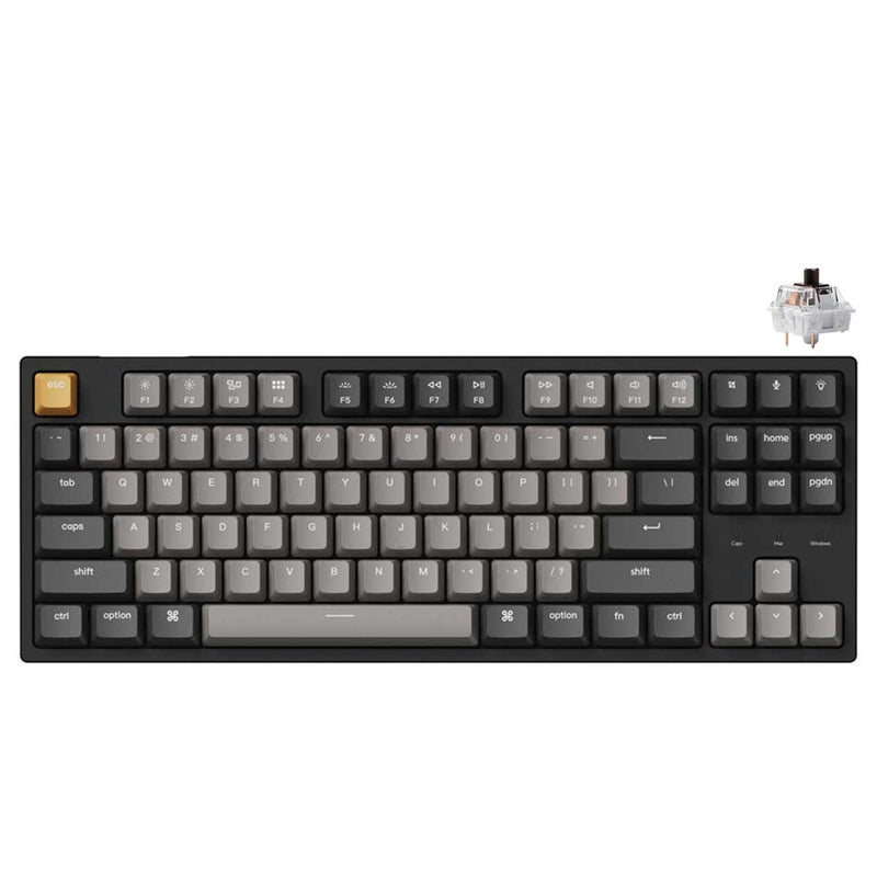Keychron C1 Pro QMK/VIA RGB Backlight Hot-Swappable TKL Wired Mechanical Keyboard - Black (K Pro Brown Switch) (C1P-M3)