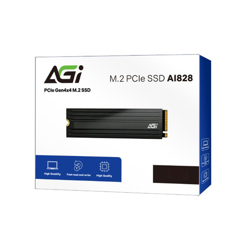 AGI AI828 2TB M.2 PCIe NVMe 4.0 Gen 4x4 7400MB/s Read/6700MB/s Write Internal SSD with Heat Sink (AGI2T0G44AI828-CB)