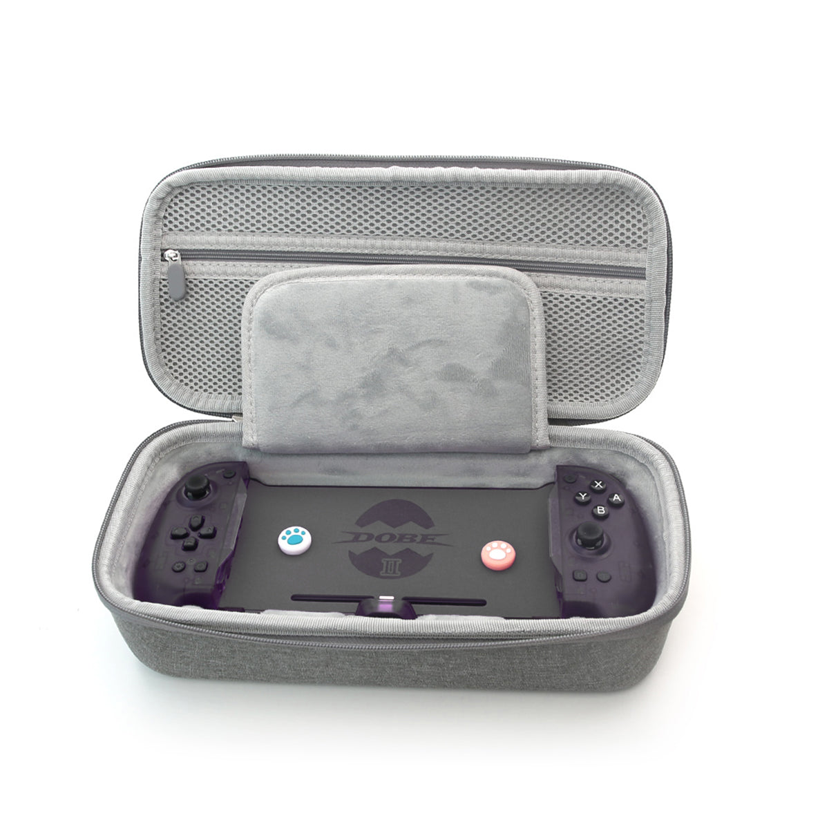 Dobe 3-in-1 Kit for Nintendo Switch/ Switch OLED (Pro Grip Controller Transparent Black + Storage Bag + Controller Rocker Cap) TNS-2163D