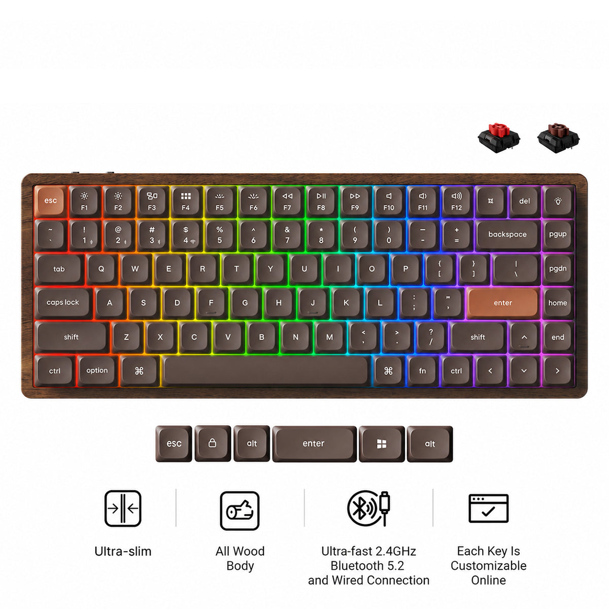 Keychron K3 Max QMK Wireless Hot-Swappable RGB Custom Mechanical Keyboard - All-Wood Special Edition