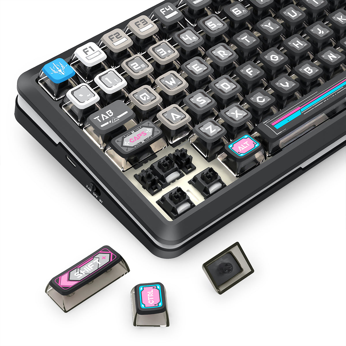 Redragon K708MC RGB Flekact Pro 82 Keys 75% Gasket Mounted Wireless Mechanical Keyboard with Customizable Smart LCD Screen (Special Keycaps Ed.)