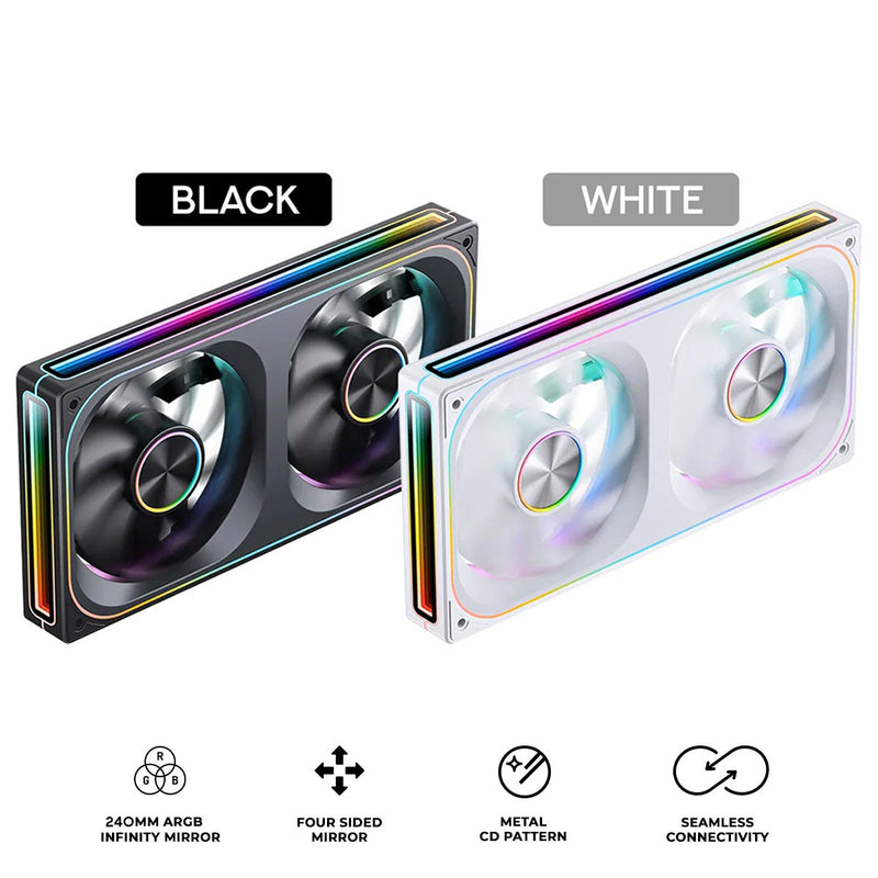 Jonsbo ZA-240 240mm ARGB Infinity Mirror Series Fan (Black, White) (ZA-240B, ZA-240W)
