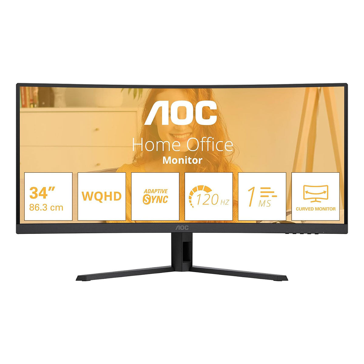 AOC CU34B3E/69 34" WQHD (3440x1440) 120Hz 4ms GtG / 1ms MPRT VA Curved Ultrawide Monitor