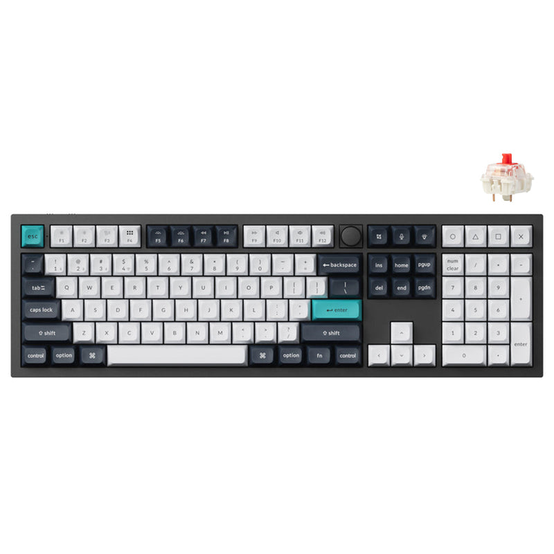 Keychron Q6 Max QMK/Via Fully Assembled With Knob RGB Backlit Hot-Swappable Full Size Wireless Custom Mechanical Keyboard - Carbon Black (Gateron Jupiter Red Switch) (Q6M-M1)