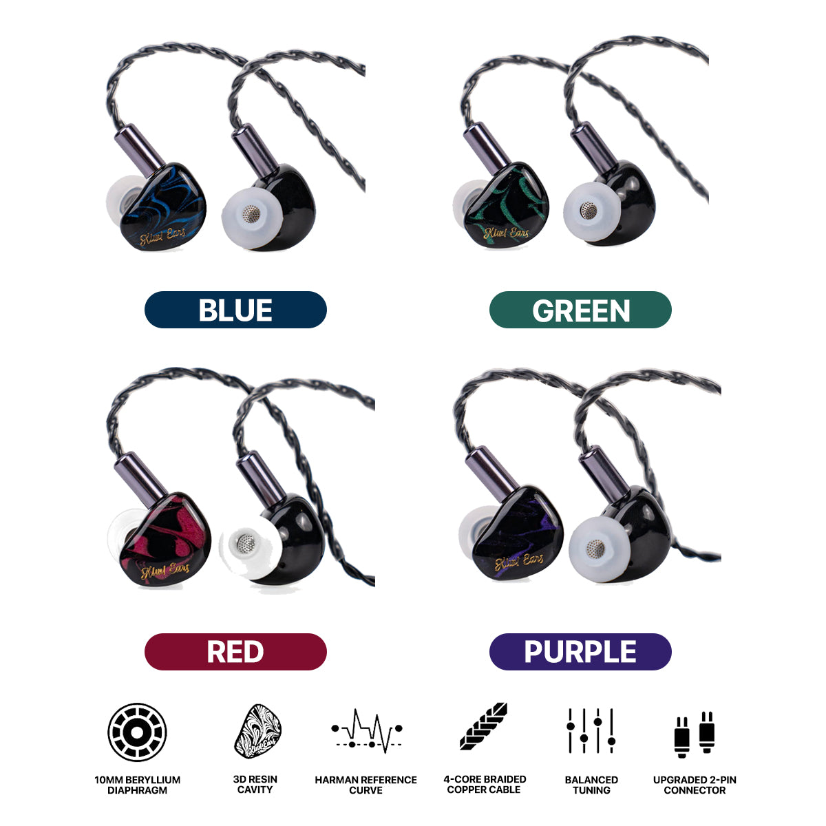 Kiwi Ears Cadenza 10mm Beryllium Dynamic Driver In-Ear Monitor 