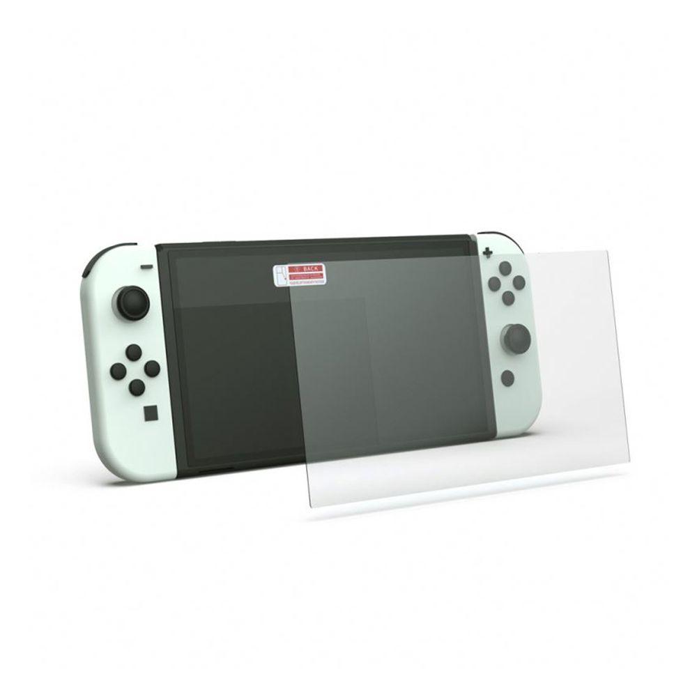 Nintendo Switch Console With White Joycon (OLED Model) + NSW DOBE Glass Film For N-S Oled (TNS-1156) Bundle