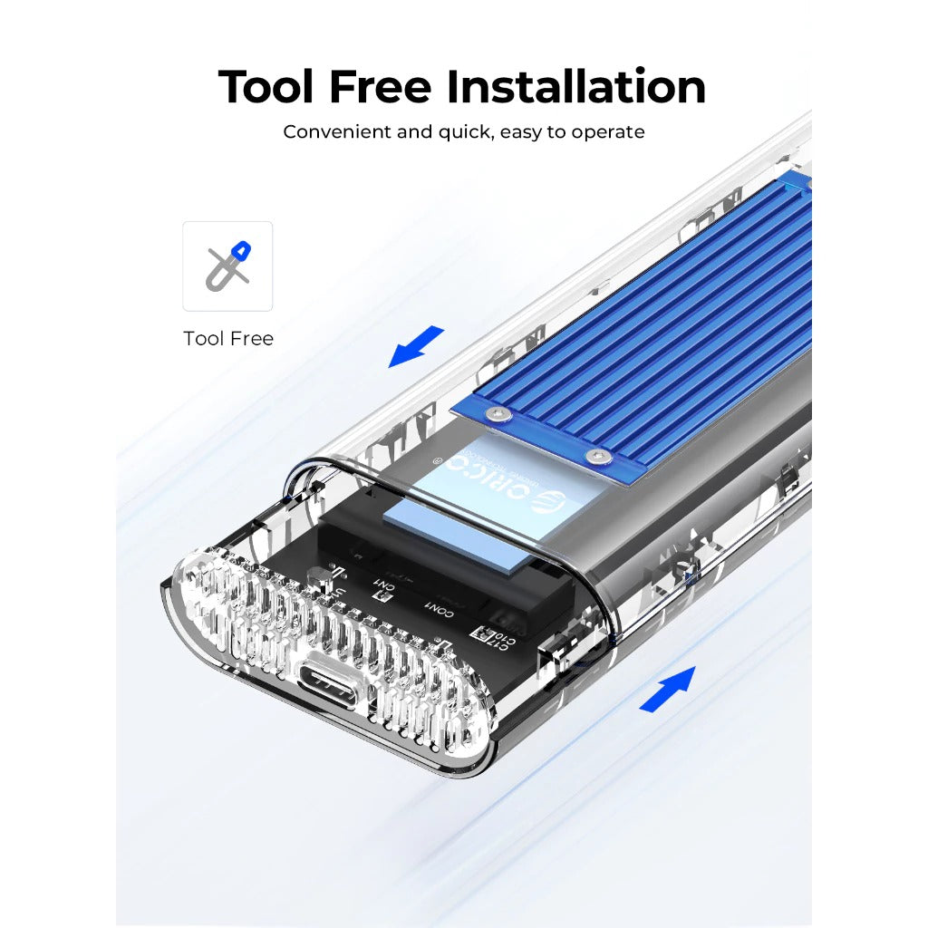 Orico M.2 NVMe SSD Enclosure - 20Gbps Type-C (Silver, Blue, Black)