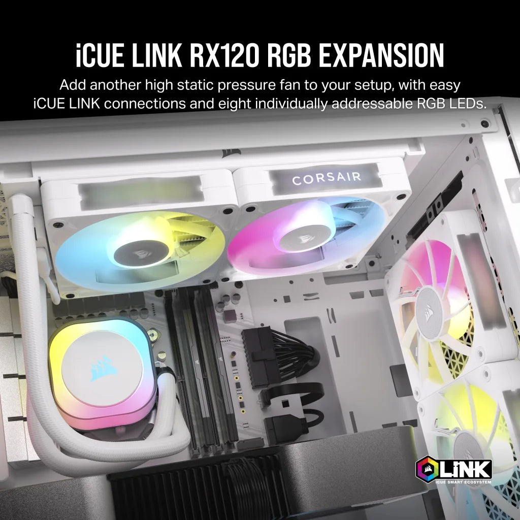 Corsair iCue Link RX120 RGB 120MM PWM Single Fan Expansion (Black, White)