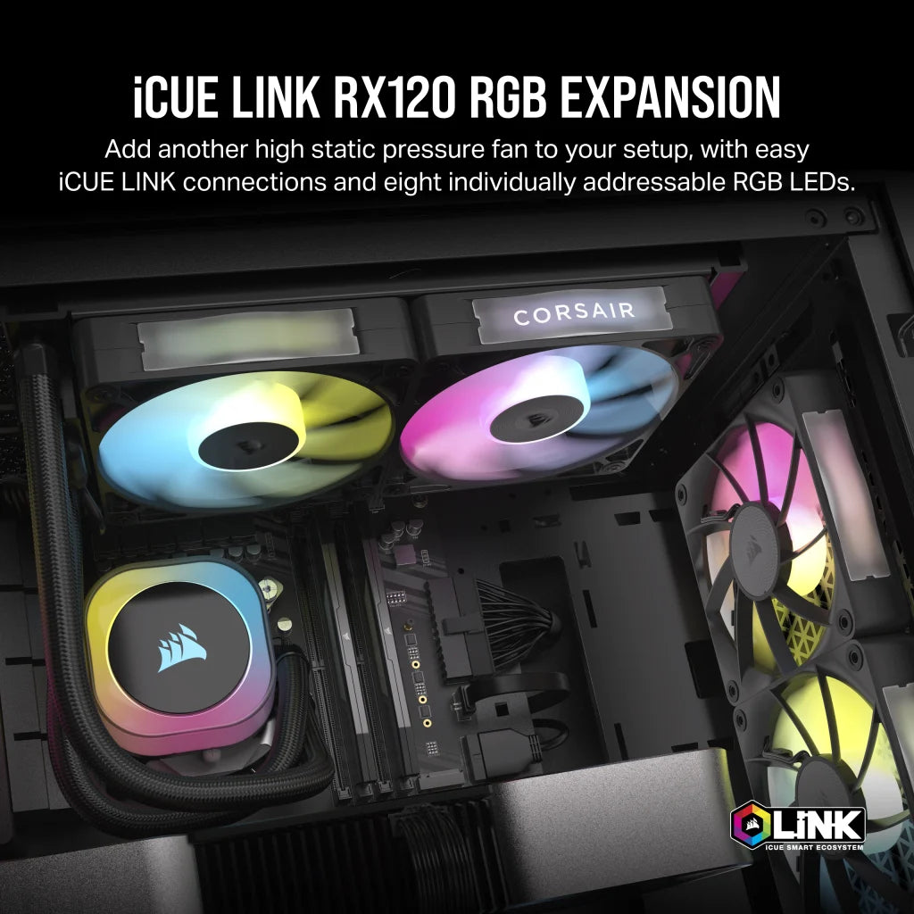 Corsair iCue Link RX120 RGB 120MM PWM Single Fan Expansion (Black, White)