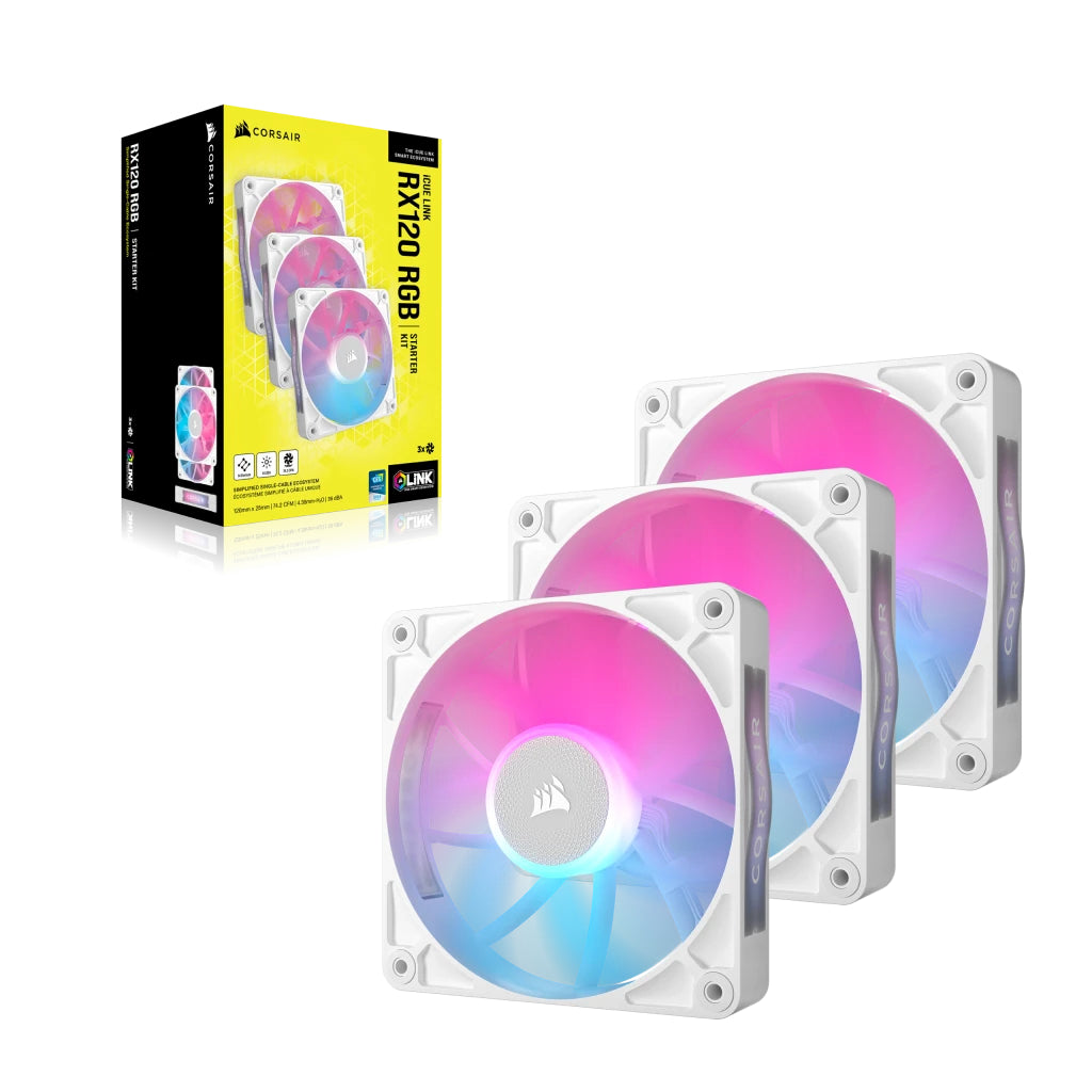 Corsair iCue Link RX120 RGB 120MM PWM Fan Triple Starter Kit (White) | DataBlitz