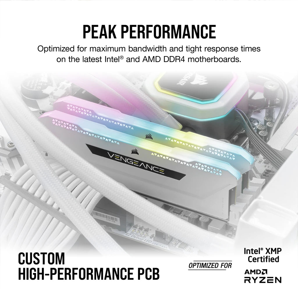Corsair Vengeance RGB Pro SL 32GB (2x16GB) DDR4 DRAM 3600MHz C18 Memory Kit - White | DataBlitz