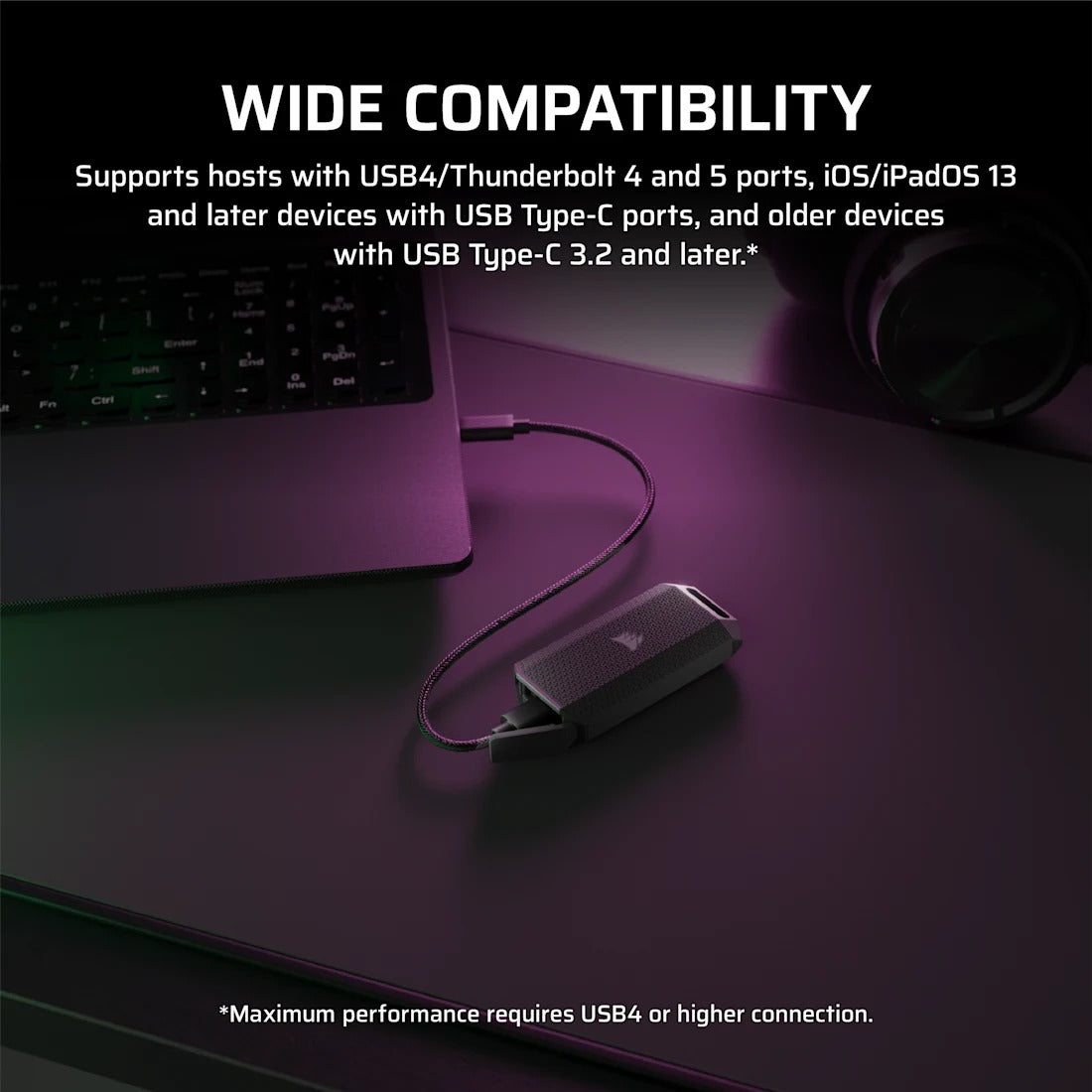 Corsair EX400U Survivor 1TB USB4 4000MB/s Read 3600MB/s Write Portable SSD (CSSD-EX400US1TB)