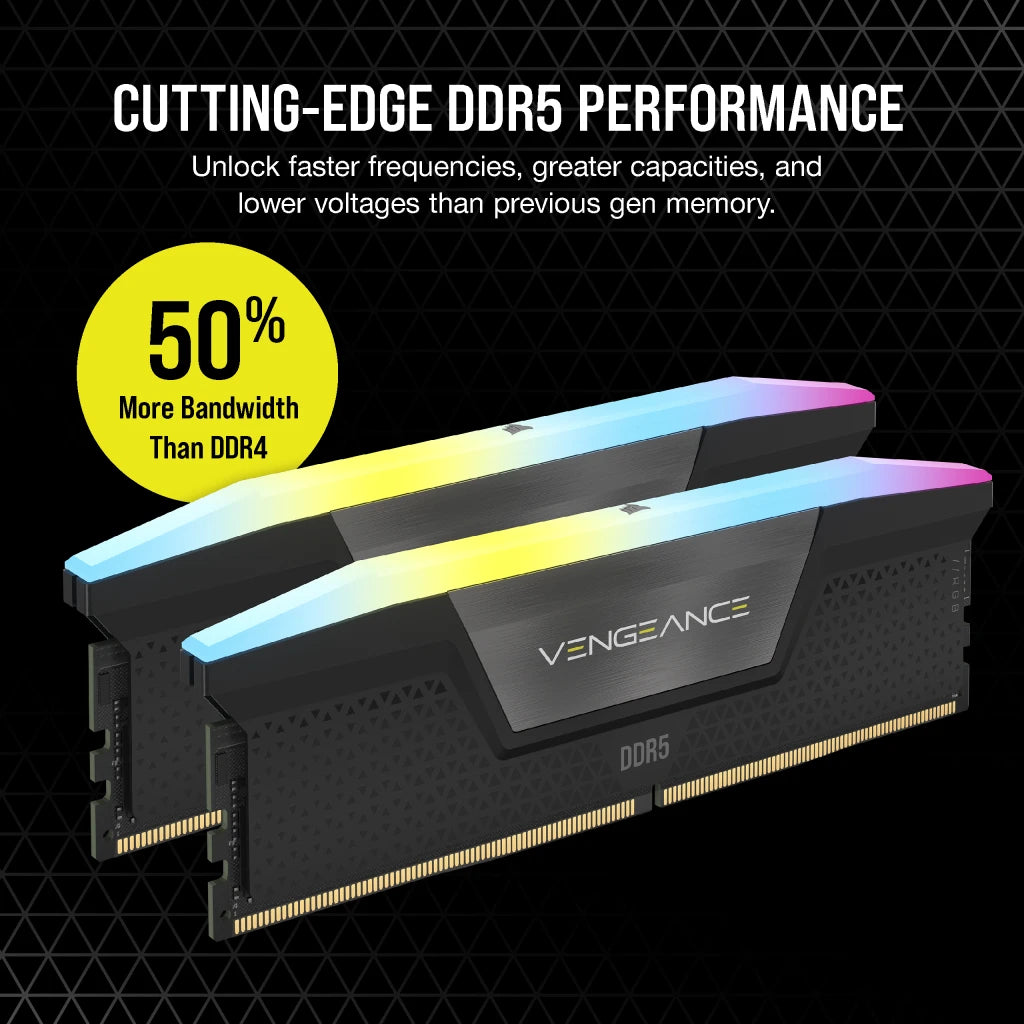 Corsair Vengeance RGB 64GB (2x32GB) DDR5 DRAM 6000MHz AMD Expo & Intel XMP Memory Kit | Datablitz