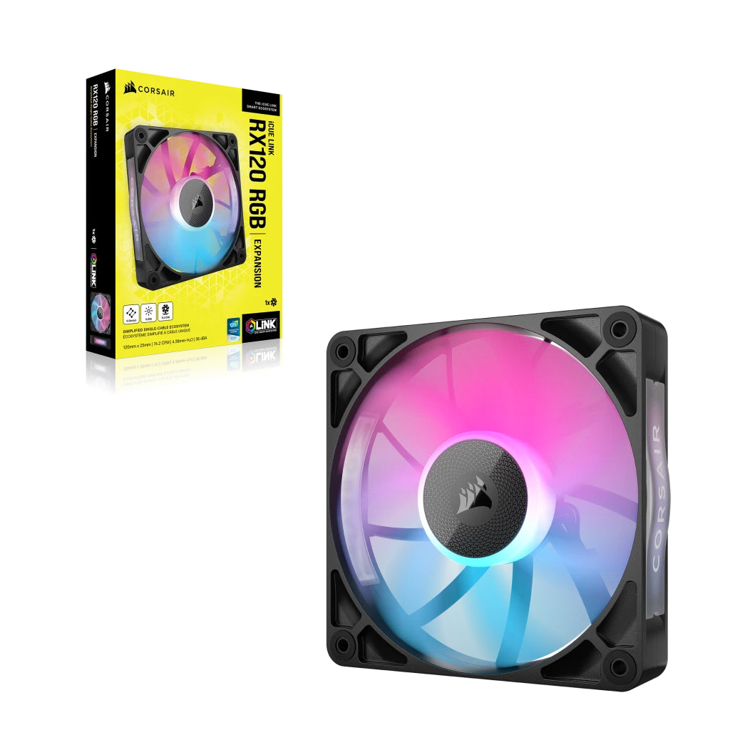 Corsair iCue Link RX120 RGB 120MM PWM Single Fan Expansion (Black, White)
