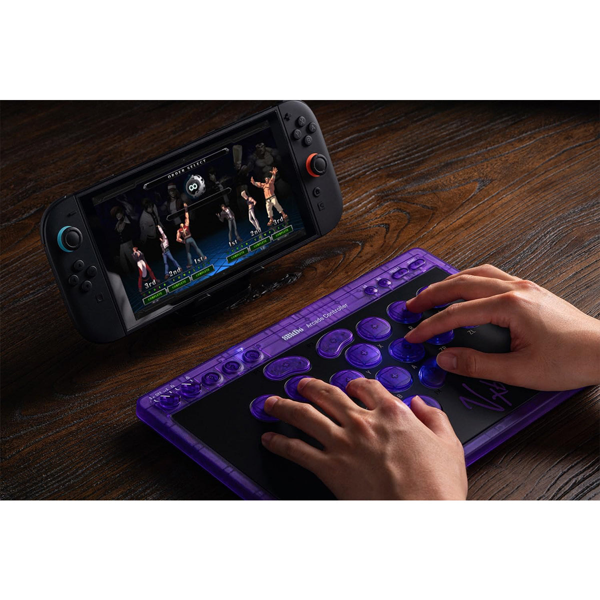 8Bitdo Arcade Controller for Nintendo Switch / Windows (Transparent Purple) (80FG)
