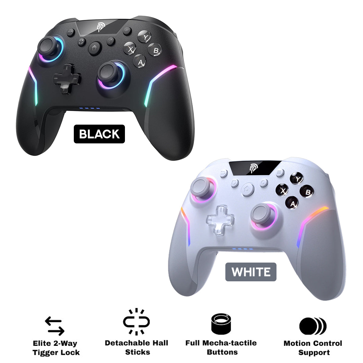 EasySMX X20 Multi-Platform Wireless Gaming Controller with Trigger Lock & Hall Effect Sensor (White, Black) (VG-C518, VG-C548)