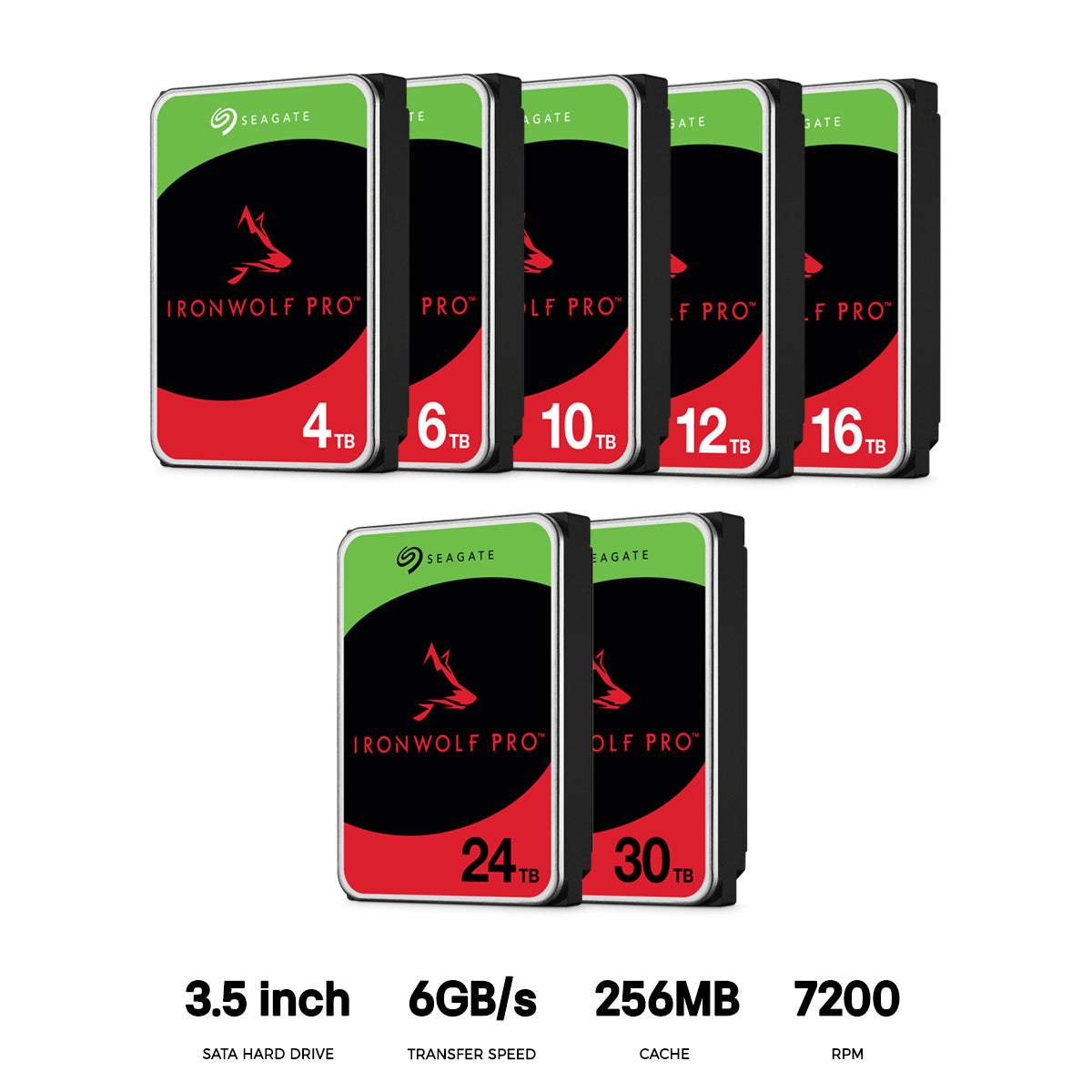 Seagate IronWolf Pro NAS SATA 3.5-Inch 6GB/s 256MB Cache 7200 RPM Internal HDD (4TB, 6TB, 12TB, 24TB, 30TB)