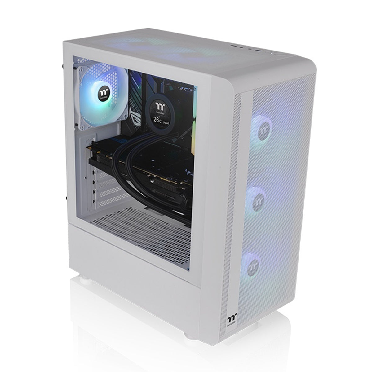 Thermaltake S200 TG RGB Mid Tower 3mm Tempered Glass With 120mm RGB Lite Front Fans PC Case