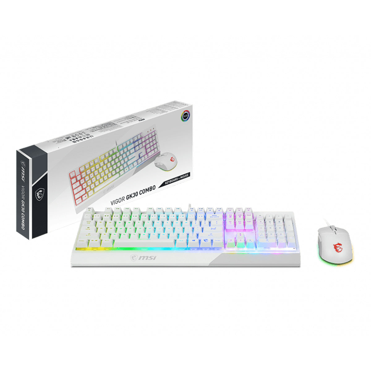 MSI VIGOR GK30 RGB GAMING KEYBOARD AND MOUSE COMBO (WHITE) - DataBlitz