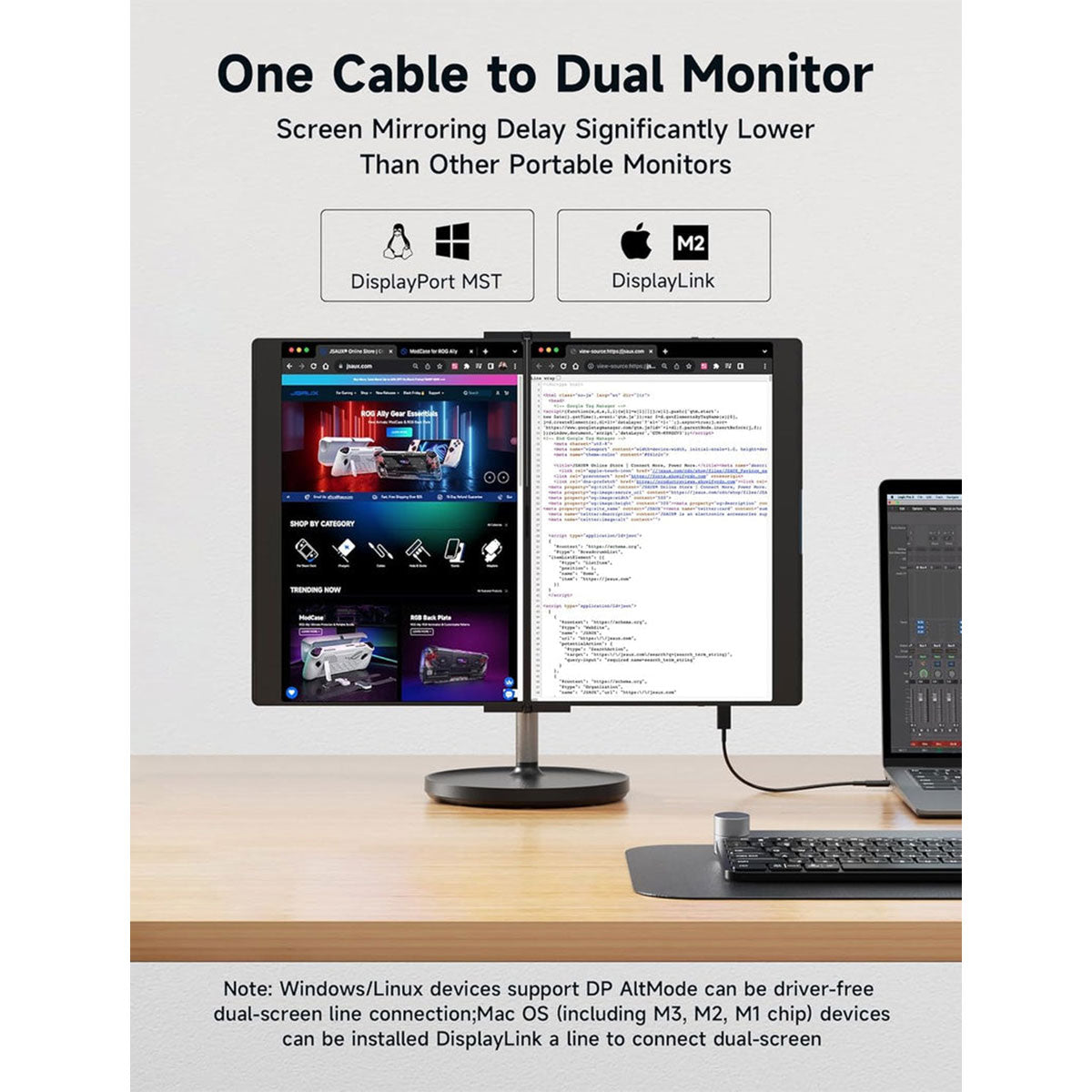 JSAUX FlipGo Pro 13.5" 2256x1504 Dual Stacked Portable Monitor (Black) (PM0201)