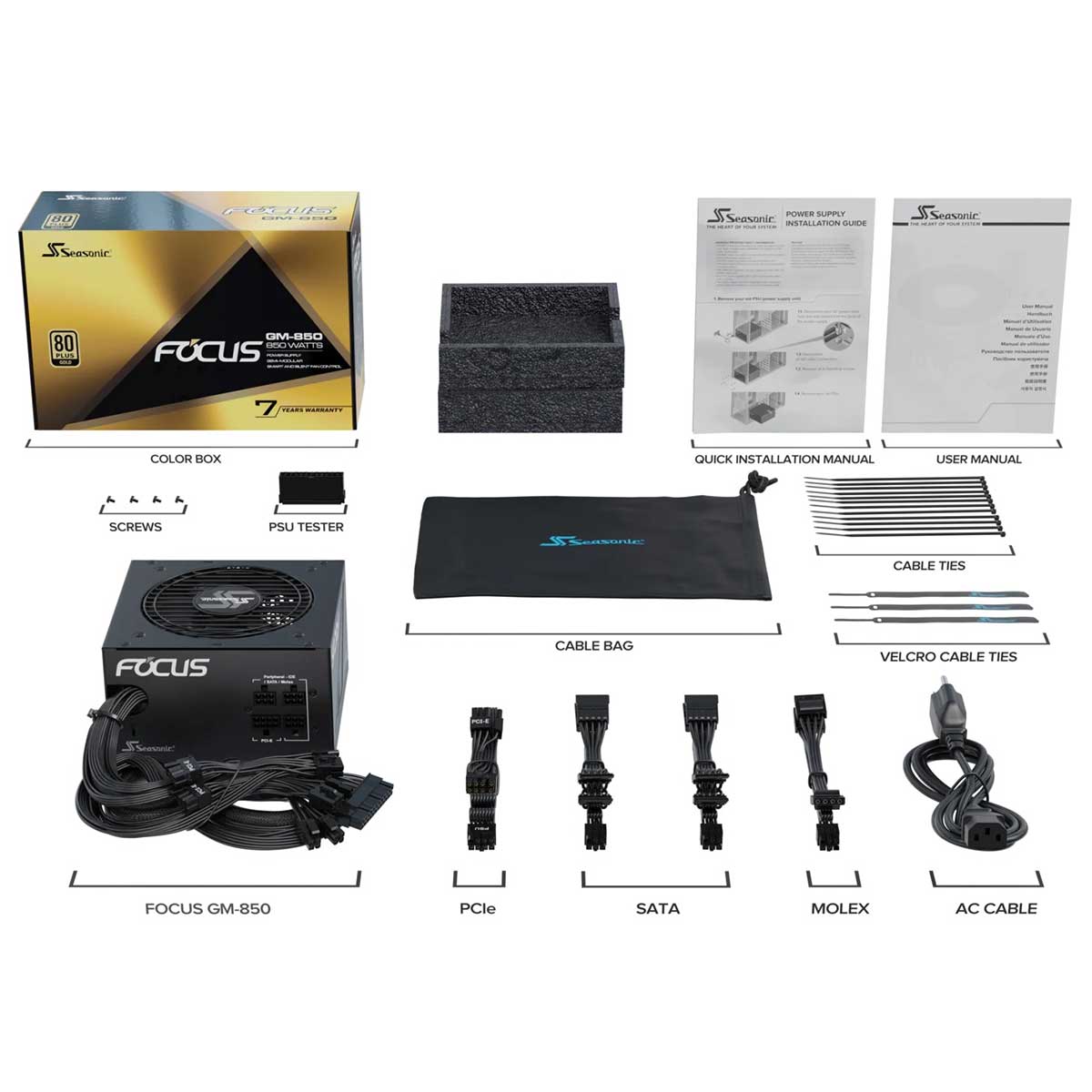 Seasonic Focus GM-850 850W 80+ Gold Semi-Modular Power Supply (SSR-850FM)