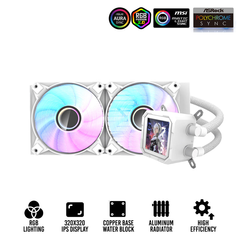 DarkFlash Wave DV240S ARGB AIO 240mm Liquid CPU Cooler (White)
