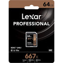 Lexar Professional 667x 64GB SDXC UHS-I C10 U3 V30 100MB/s Read SD Card (LSD0667064G-BNNNG)
