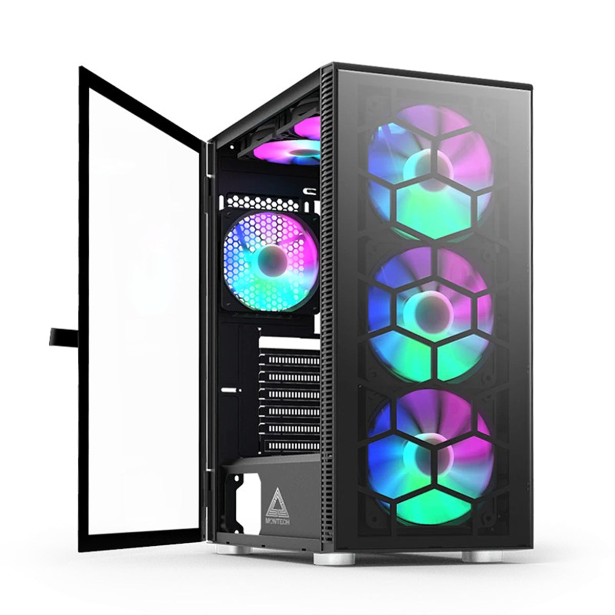 Montech X3 Glass Mid Tower PC Case (Black, White)