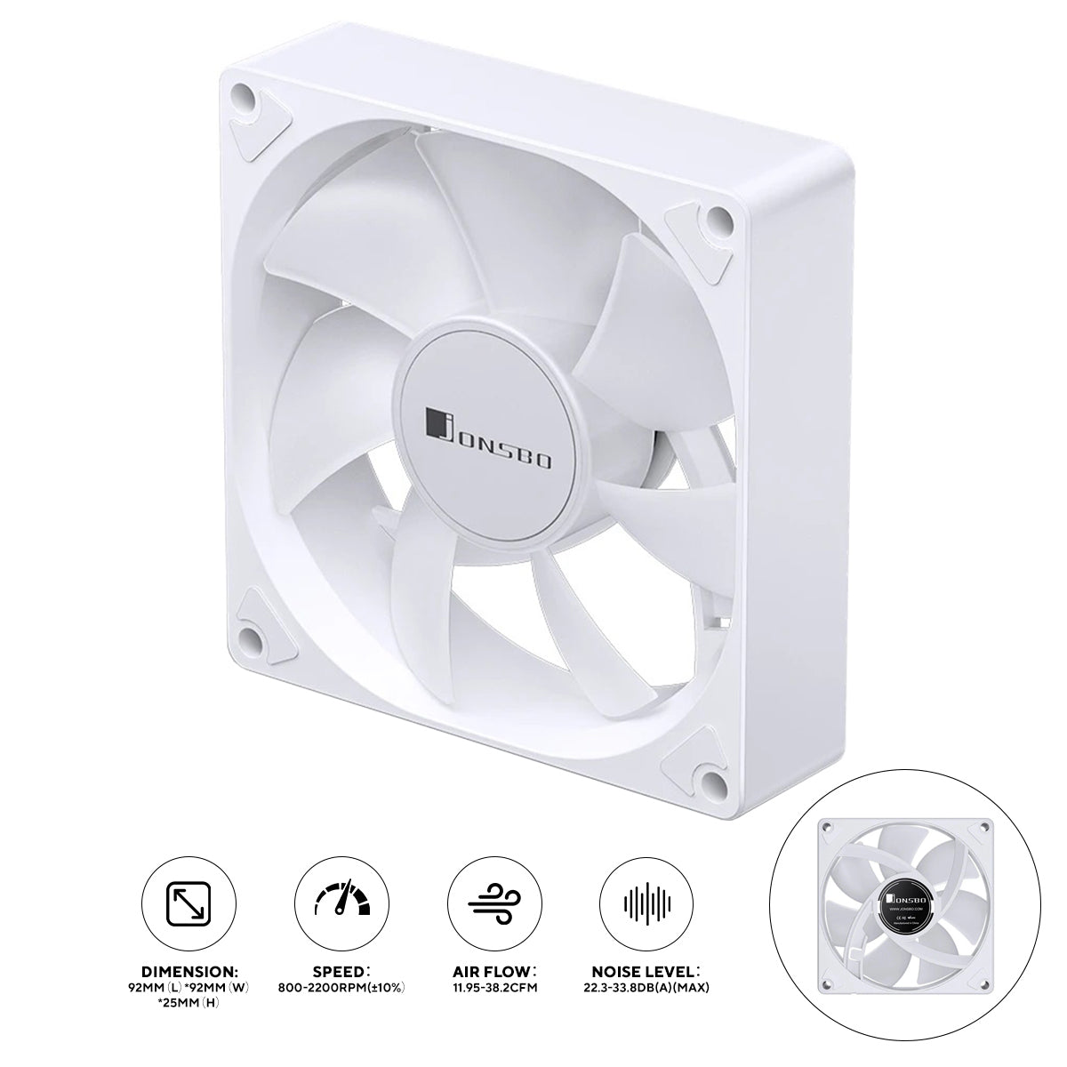 Jonsbo SL-925 90MM Silent Series Fan (White)