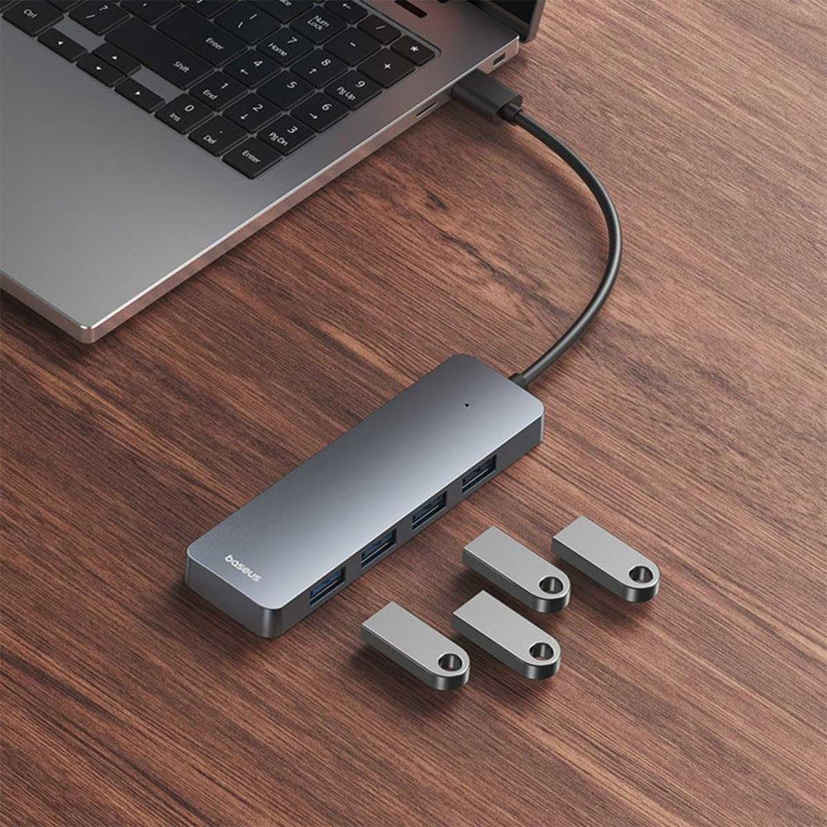 Baseus UltraJoy Series 4-Port Hub Lite USB-A & Type-C to 4xUSB 3.0 (Space Grey) (B0005280B811-00)