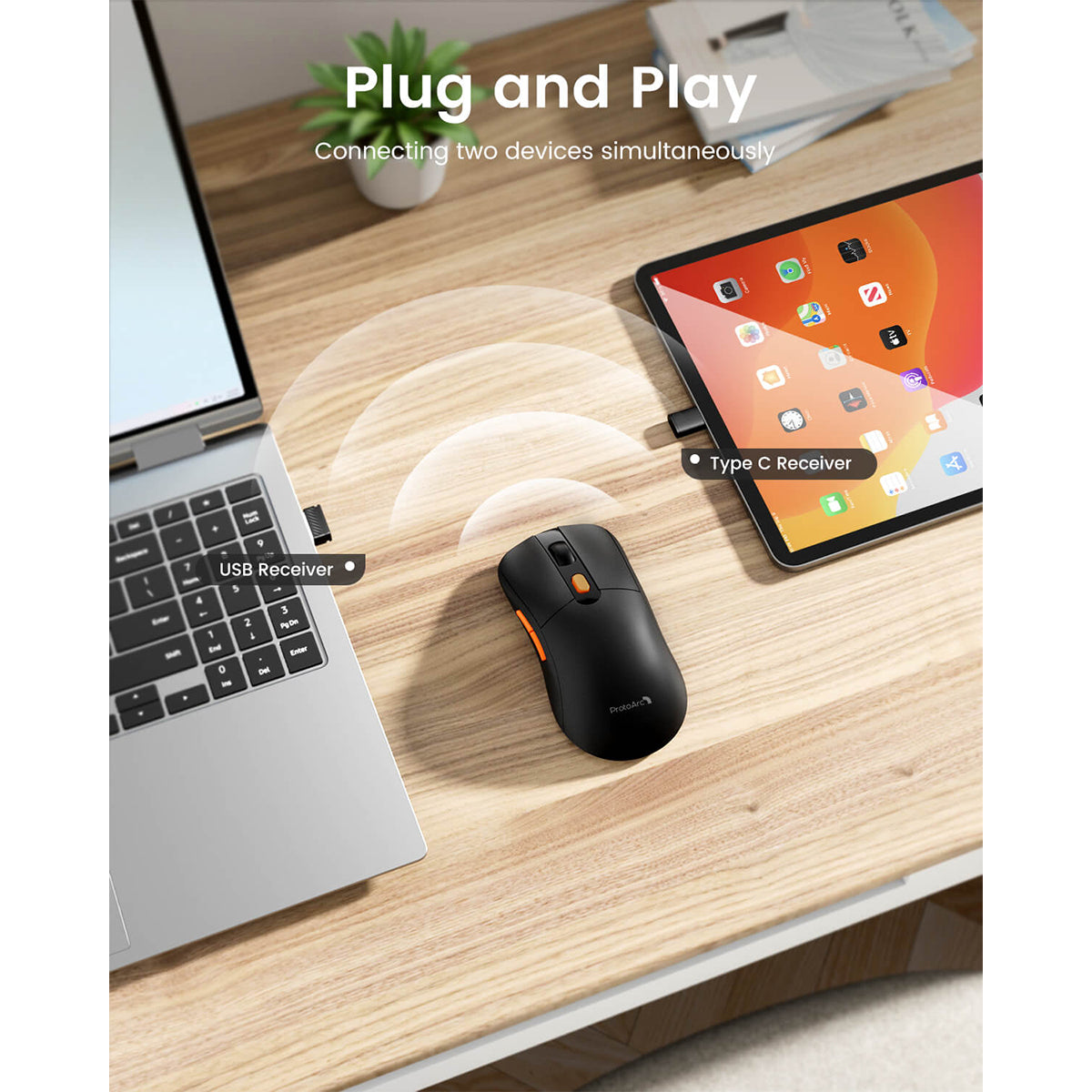 ProtoArc EM15 Bluetooth & 2.4G Dual Receiver Wireless Mouse (Black) (CP016268)