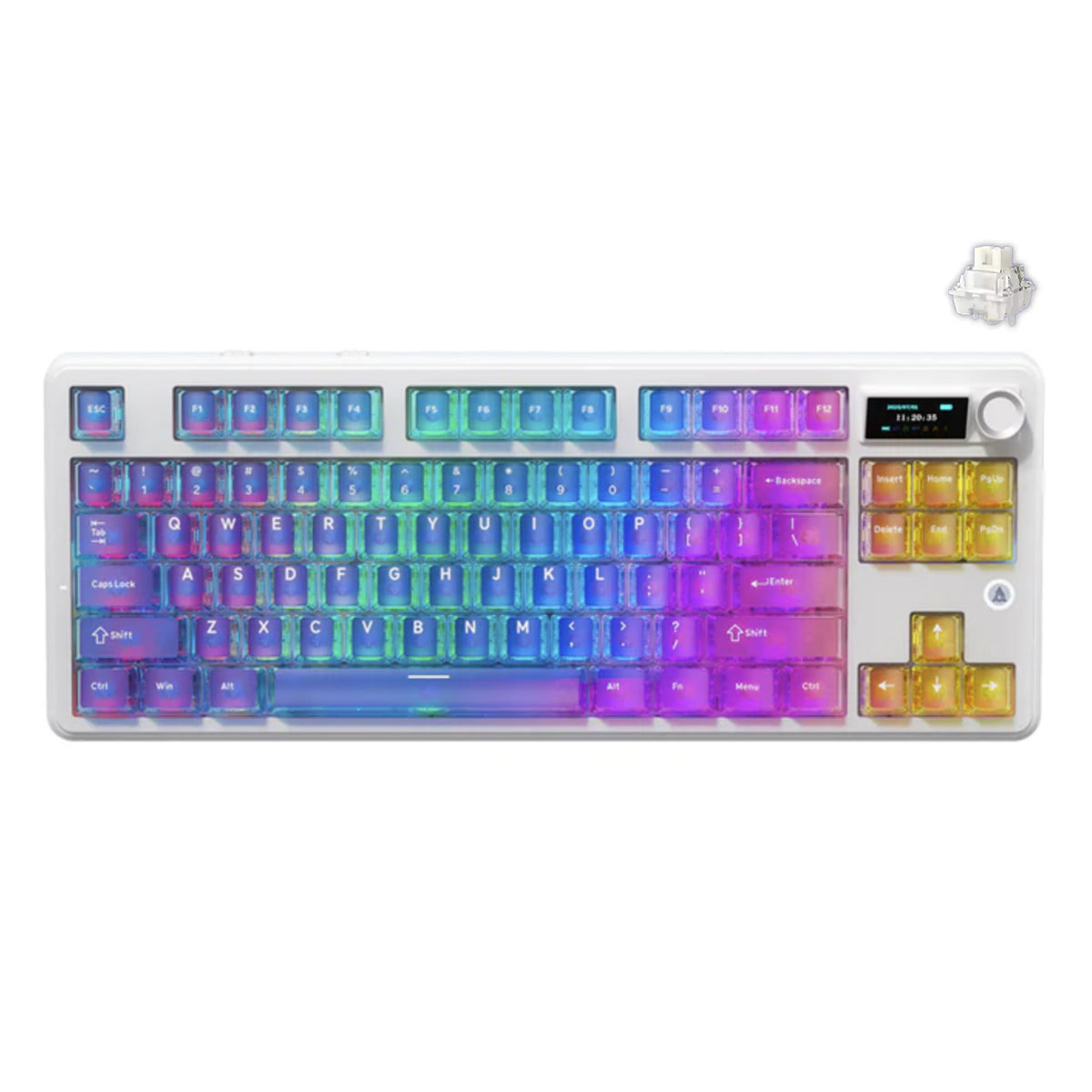 Ajazz MK87 Pro RGB Tri-Mode Mechanical Keyboard (Transparent Gradient Blue-Purple Pink-Orange)