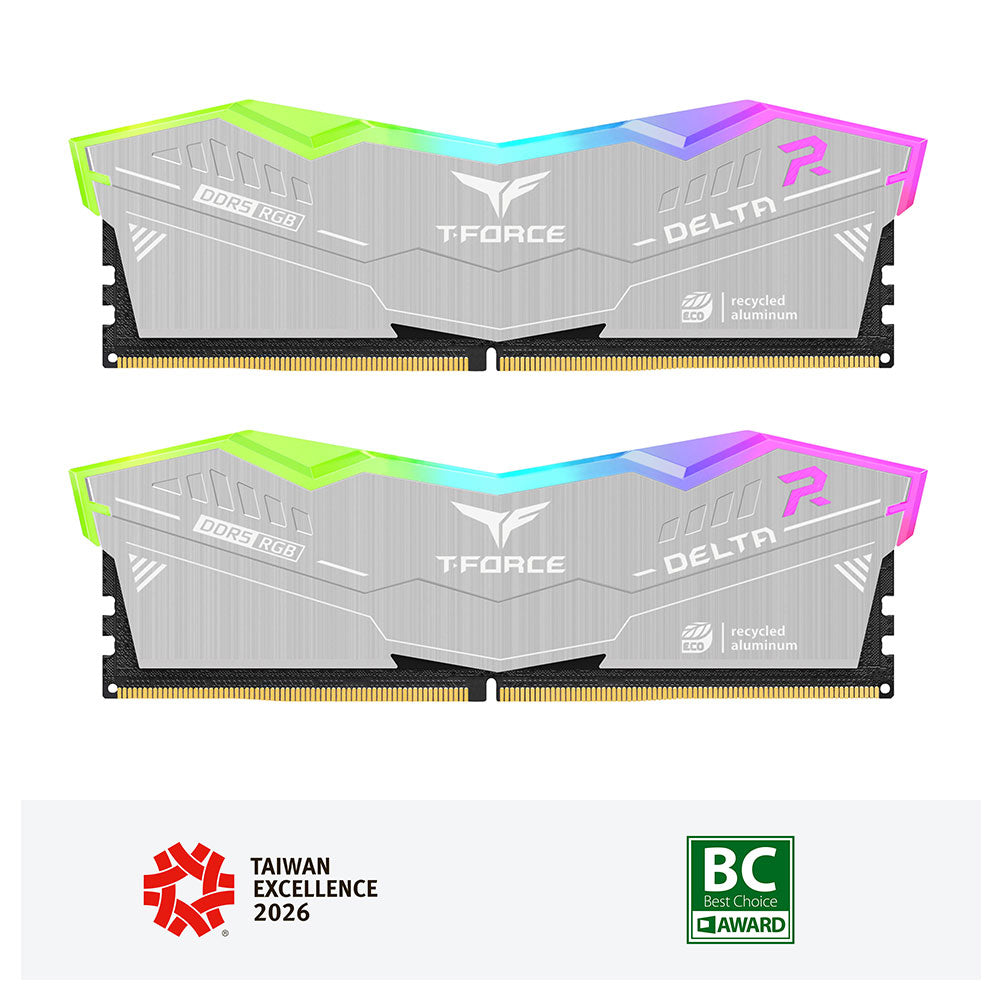 TeamGroup T-Force Delta RGB Eco DDR5 32GB (2x16GB) 6000MHz CL30-36-36-76 1.35V Gaming Desktop Memory