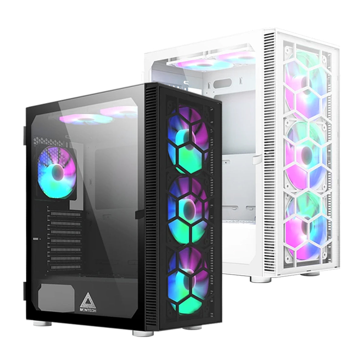 Montech X3 Glass Mid Tower PC Case (Black, White)