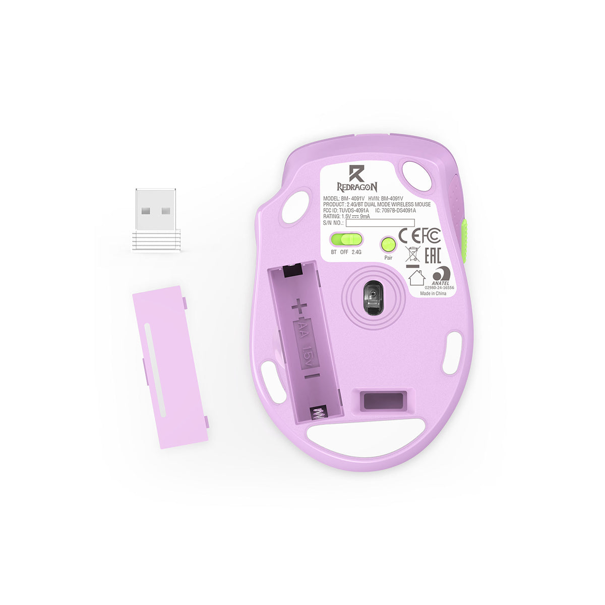 Redragon BM-4091V 2.4G & Bluetooth Wireless Mouse (Purple)