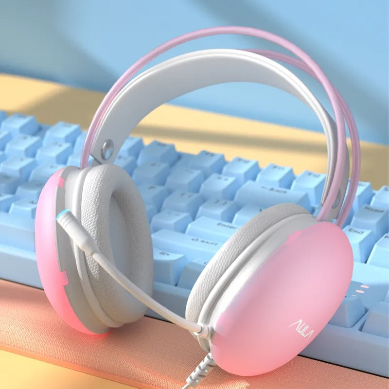 Aula Mountain S505 RGB Wired Gaming Headset With Microphone (Pink)