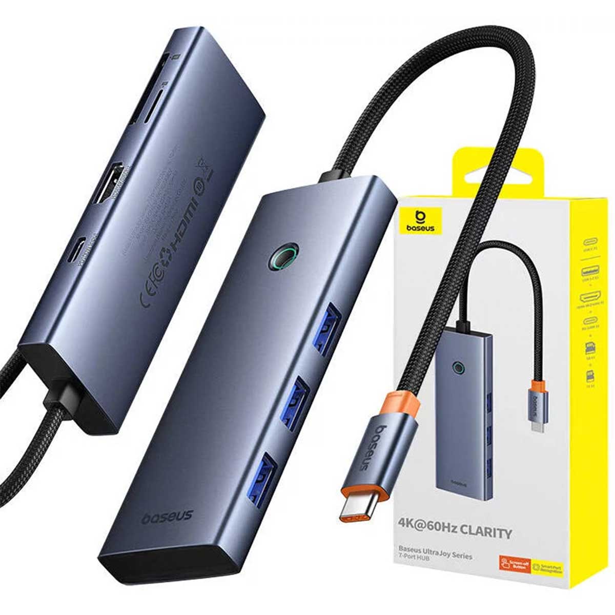 Baseus UltraJoy Series 7-Port Hub Docking Station USB-C to HDMI 4K@60Hz + 3xUSB 3.0 + PD + SD/TF (Space Grey) (B00052803811-00)