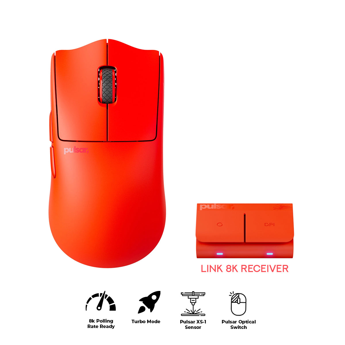 Pulsar Pro Series Carpe-X 8K Polling Rate eSports Gaming Mouse (Carp Orange) (PCRPX21)