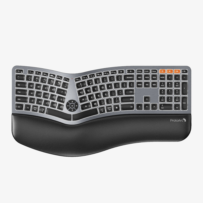 ProtoArc EK01 Plus Dual Mode Full Size Backlit Ergonomic Split Keyboard (Black/Grey) (CP013398)
