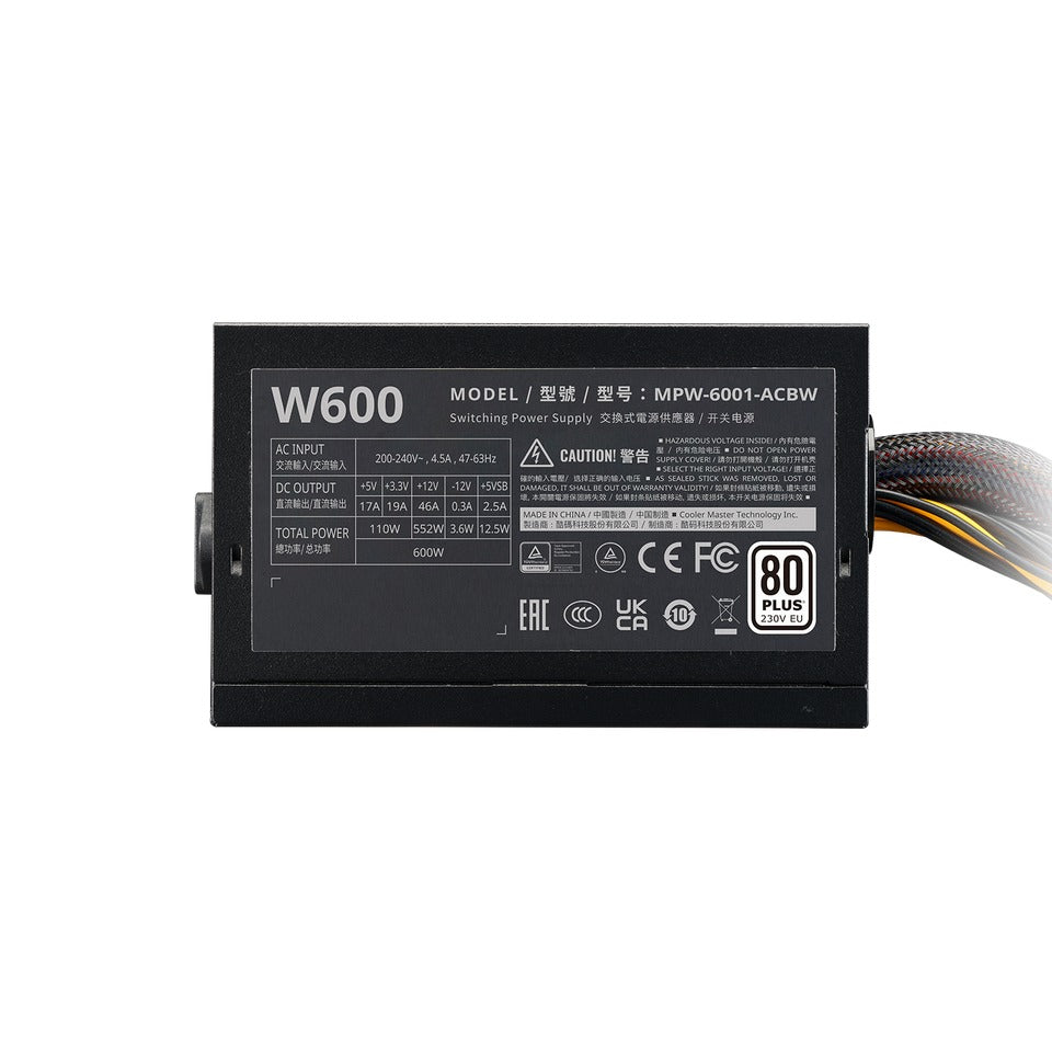 Cooler Master Elite NEX W600 230V 600W 80+ ATX Non Modular Power Supply (MPW-6001-ACBW-B)