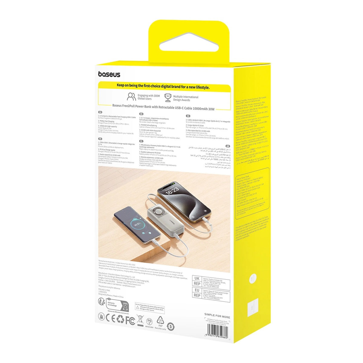 Baseus Free2Pull Power Bank 10000mAh 30W with Retractable USB-C Cable