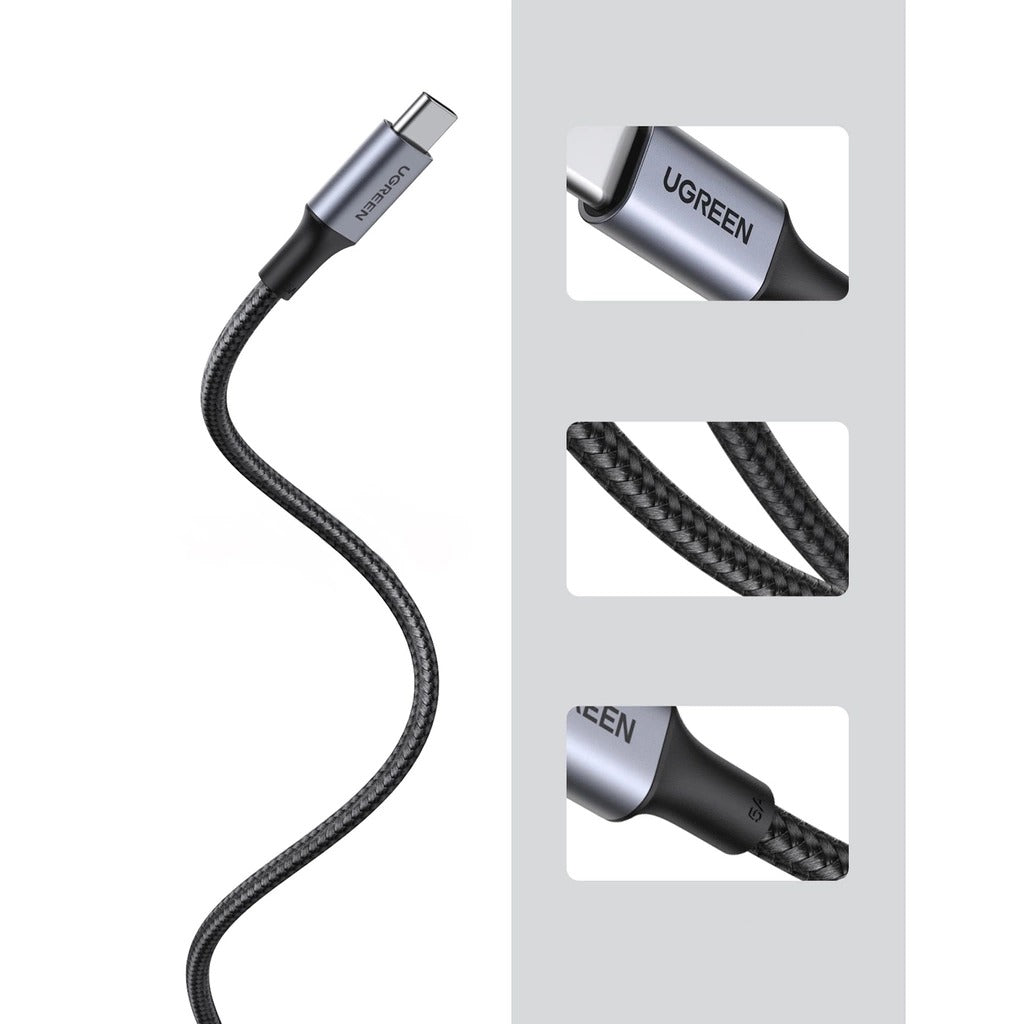 Ugreen Type C 2.0 Male to Type C 2.0 Male 5A Data Cable - 0.5m (Black) (US316/20478)
