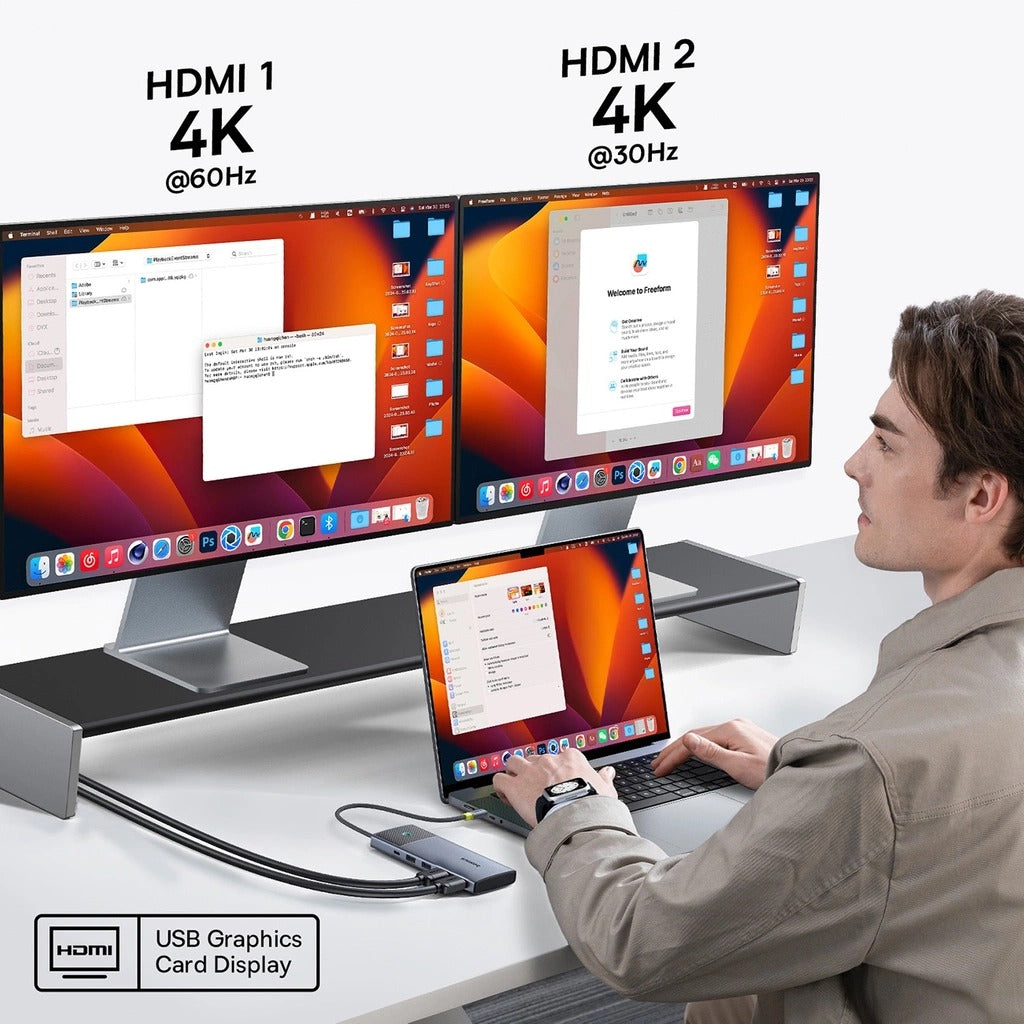 Baseus Metal Gleam Series II 7-Port Hub Mac Dual Display (Space Grey) (B00061806813-00)