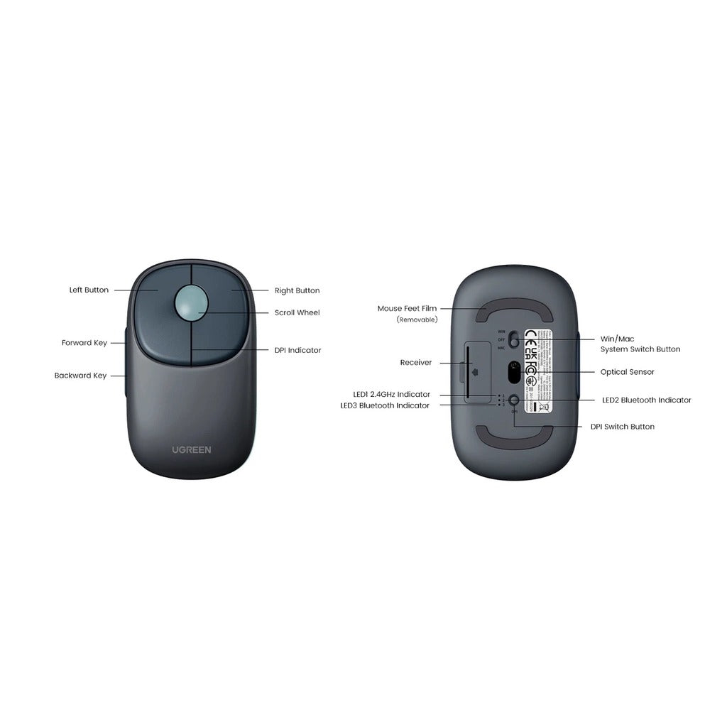 Ugreen FUN+ 4000DPI Wireless Mouse (Blue) (MU102/90538)
