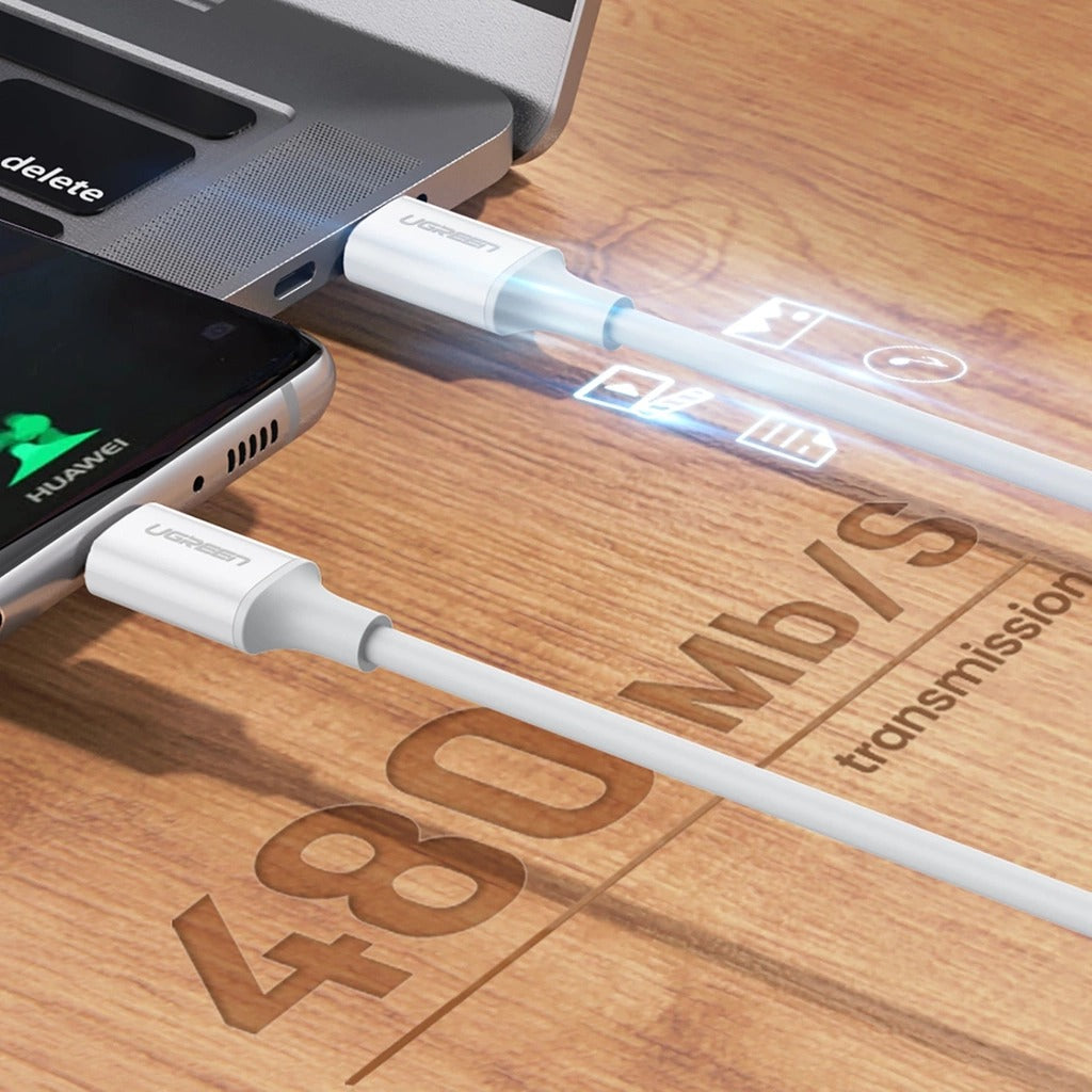 Ugreen USB-C 2.0 Male to USB-C 2.0 Male 3A Data Cable - 1.5m (White) (US264/60519)